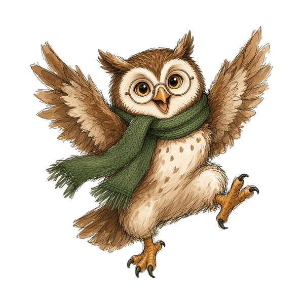 Oli the owl celebrating